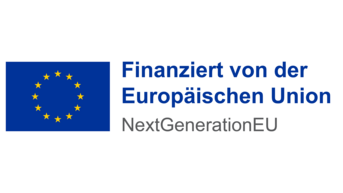 Finanziert von der Europäischen Union, NextGenerationEU, mit dem EU-Flaggen-Logo und einem Kreis aus gelben Sternen auf blauem Hintergrund.